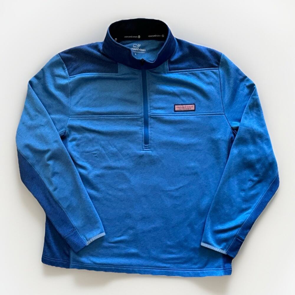 Vineyard Vines 1/4 Zip Pullover Men's Size Large Fleece Lined Jacket Blue